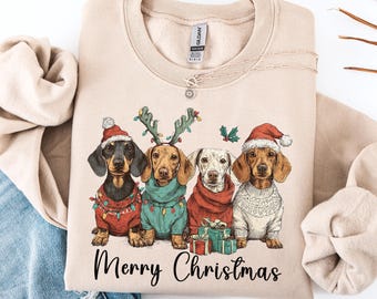 Dachshund Christmas Sweatshirt, Wiener Dog Holiday Shirt, Dog Lover Gift ,Holiday Sweater, Cute Christmas Dog Shirt, Funny Pet Lover Gift