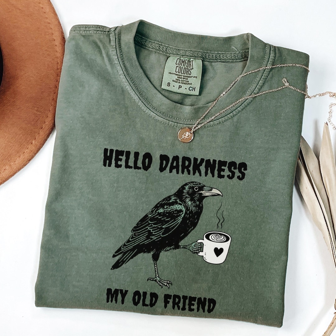 Comfort Colors® Raven Crow Coffee Shirt, Halloween Shirt, Fall Tee