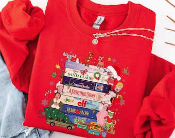Bluza świąteczna z lat 90., retro bluza z kapturem, sweter vintage z motywem świątecznym, okrągły dekolt z motywem filmowym z lat 90., przytulny prezent zimowy dla niej