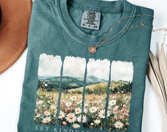 Comfort Colors® Let Kindness Bloom T-Shirt, sei cool be Art Retro Flower Shirt, sei cool T-Shirt Geschenk, Inspiration Frauen Shirt, Floral Kindness T-Shirt