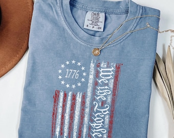 Comfort Colors® We The People Shirt, Patriotic Shirts, Vintage USA Flag Shirt, 1776 Flag T-Shirt, American History Shirt, Labor Day Shirt