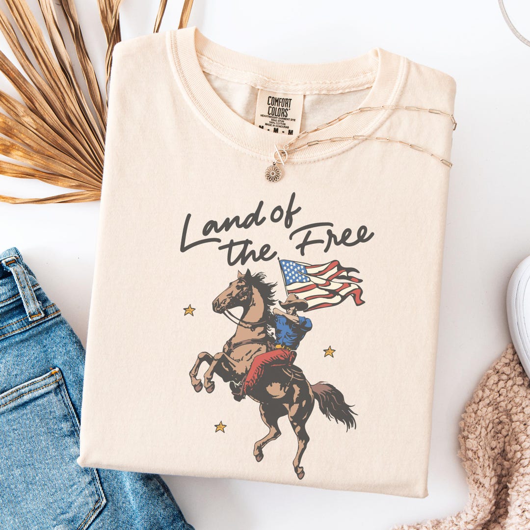 Comfort Colors® Western America T Shirt, Cowboy Waving American