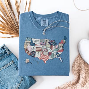 Comfort Colors® Amerika Karte Shirt, Retro USA Shirt, Bibel Vers USA Karte Shirt, Floral Amerika Shirt, Unabhängigkeit Shirt, 4. Juli Shirt