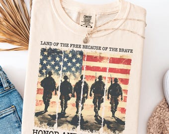 Comfort Colors® Memorial Day Shirt, Land of the brave Shirt, Patriotic American Flag Shirt, Army Shirt, Heart Memorial Day Shirt