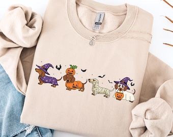 Dachshund Sweatshirt, Halloween Dachshund Shirt, Halloween Cute Dog Shirt, Cute Ghost Dogs Halloween Shirt, Funny Halloween Shirt, Halloween