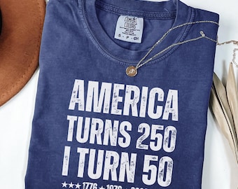 Vintage 50e verjaardag shirt 1976, America Turns 250 Tee, 50e verjaardag cadeau idee, patriottische verjaardag shirt 2026, 1976 verjaardag T-shirt