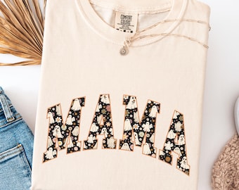 Comfort Colors® Halloween Mama Shirt, Mom Halloween Shirt, Spooky Mama Shirt, Mama Halloween, Cute Ghost Shirt, Floral Ghost Shirt