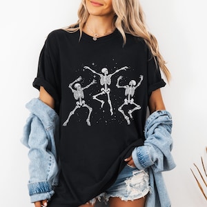 Camiseta de esqueleto bailando de los 90, estilo vintage de los 90, camiseta retro de esqueleto, camiseta divertida de calavera, camiseta para amantes del baile, camisetas de broma