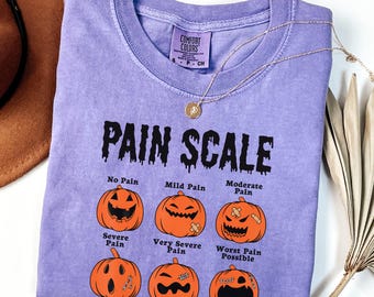 Comfort Colors® Halloween Nurse Shirt, Pain Scale Fall Pumpkin Nurse T-Shirt, RN Shirt, Pediatric Nurse, Nicu Nurse, Registered Nurse Shirt