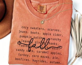 Comfort Colors® herfstshirt, gezellig herfstshirt, herfstshirt dames, herfstshirt, herfstwoorden-shirt, Thanksgiving-shirt, gezellig herfstshirt