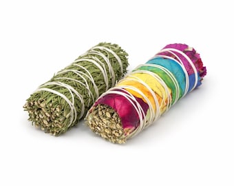 Paquete de varitas aromáticas de romero y salvia Chakra, coloridas (paquete de 2)