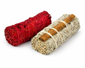 Paquete de salvia Sangre de Dragón y Salvia Canela, Set de Sahumerio de 2 unidades, Paquete de Hierbas Naturales, Fragancia Aromática para el Hogar