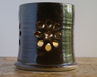 Brown flower candle holder