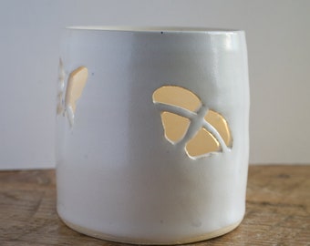 White butterfly candle holder