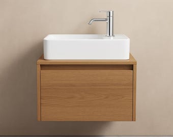 Floating Bathroom Vanity Cabinet with Drawer | Modern Wall Mounted Sink Base | 750×550×398mm