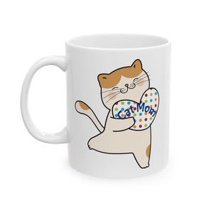 Cute Cat Mom Ceramic Mug, Coffee Mug for Cat Lovers, Funny Cat Decor