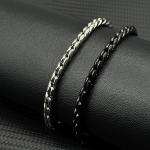 Adjustable Stainless Steel Bracelet – 7 to 9 Inch Black or Silver Chain, Unisex Jewelry