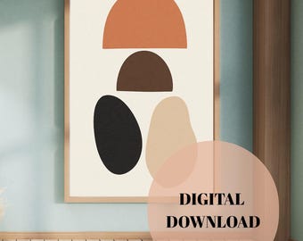 Minimal Soyut Dijital Tablo / Organik Şekiller / Poster moderno A4 / Dijital İndirme