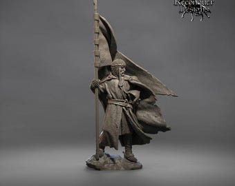 Crusader Flag Bearer | Historical Knight Miniature | 28/32mm Scale for Wargames, DND, and TTRPGs