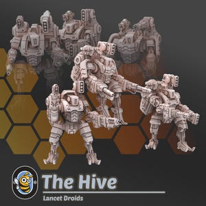Lancet Droid Battlesuits | The Hive Greater Good Proxy Model | 28mm Heroic Sci-Fi Miniature for Tabletop Wargames | Tau-Compatible