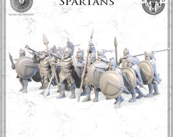 Spartan Hoplites Miniature Set – 28mm/32mm Greek Hellenic Warriors + Command Group | Historical & Fantasy TTRPG