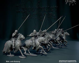 14th Century Knight Warband B: 28mm/32mm Historical Miniatures for Wargames, DnD, Tabletop RPGs