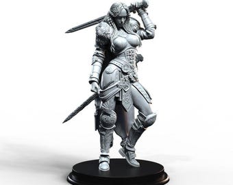 Viking Valkyrie Hildr: 32/75mmmm Scale Fantasy Miniature for D&D, Wargames, TTRPG
