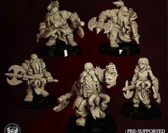 Dwarven Berserkers: 28/32mm Scale Fantasy Miniatures for D&D, Wargames, TTRPG