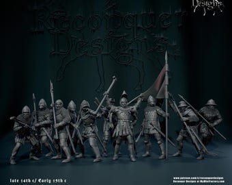 15th Century Knight Miniature: 2-Handed Man-at-Arms, DND TTRPG Wargames
