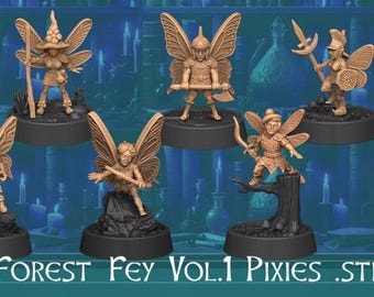 3D Printed Forest Pixie Miniatures Set - D&D, Pathfinder TTRPG