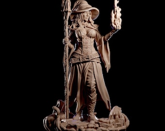 Fantasy Witch Spellcaster Miniature: Resin Model for DND, TTRPG - Thalara