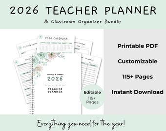 2026 Weekly & Monthly Teacher Planner