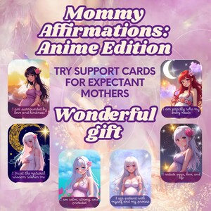 Afirmaciones para mamás: edición anime. 28 tarjetas de apoyo para futuras mamás son un regalo maravilloso. Embarazo. Tarjetas de apoyo de anime. Descargar PDF.