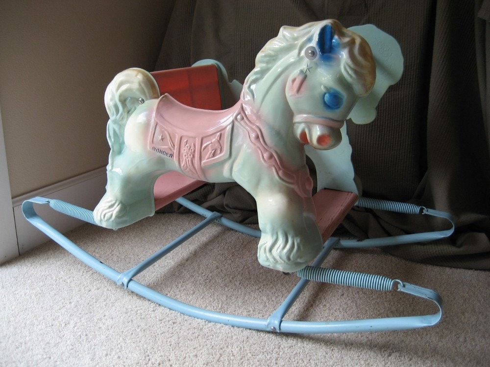 Vintage 1960s pastel Wonder Horse rocking horse with original Etsy