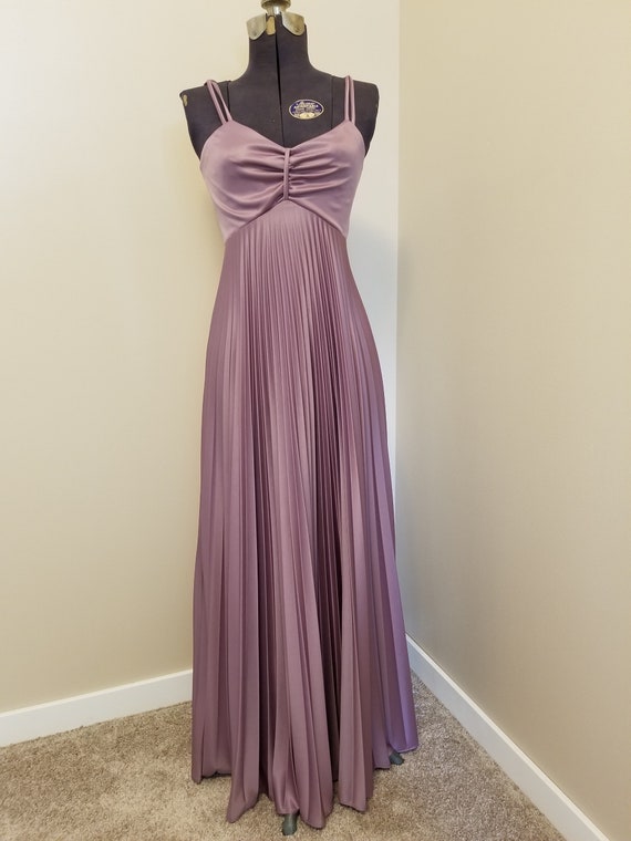 Vintage 70s JC Penney Accordion Pleat Maxi Dress L