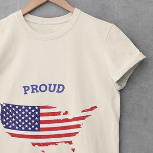 T-shirt américain fier, T-shirt souple unisexe, motif du drapeau des États-Unis, vêtement patriotique, vêtement du 4 juillet, cadeau du jour de l'indépendance