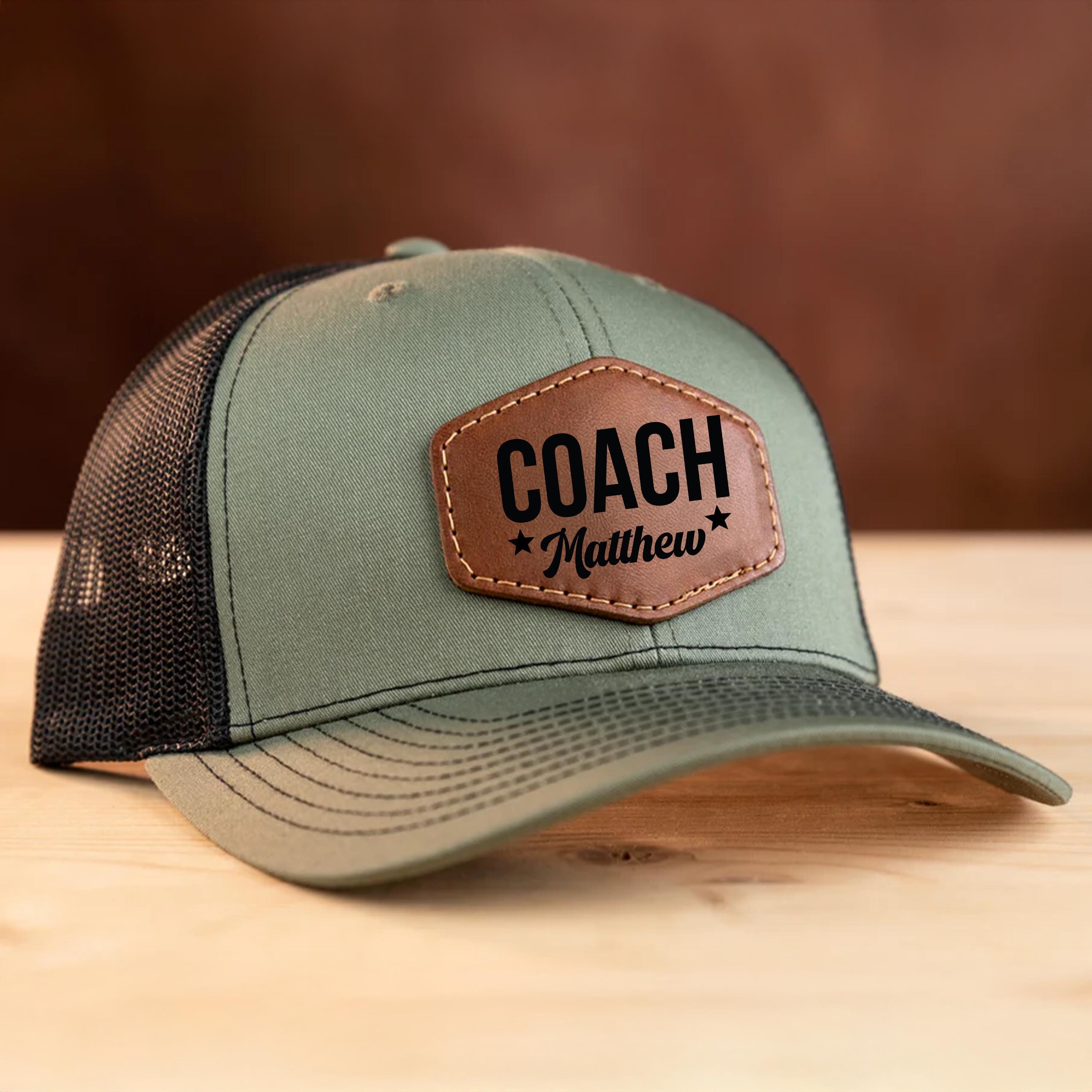 Coach Leather Cap COACH Mens Navy Wool An Tan Leather Bill