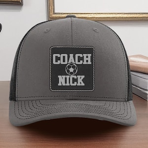 Personalized Coach Hat: Custom Leather Patch Richardson 112R Snapback