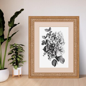 Sinfonia di fiori monocromatici: rose e ortensie ultra realistiche, eleganza senza tempo in bianco e nero