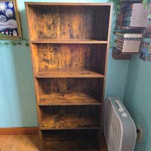 Rustic Brown 5-Tier Bookshelf – Open Wooden Bookcase (52.8 Inch)