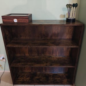 Rustic Brown Bookshelf – Small Bookcase for Living Room, Office, or Dining Room – Open Storage Display Shelf 23.6&quot;x32&quot;, 3-Tier