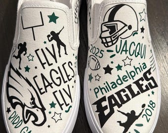 Handmade Eagles Football Shoes: Custom Slip-Ons
