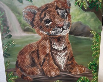 Tiger Cub handmade Crystal cards
