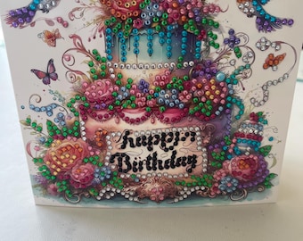 Happy Birthday handmade Crystal card