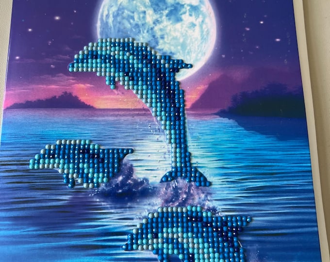 Featured listing image: Moonlight Dolphins Handmade Crystal cards