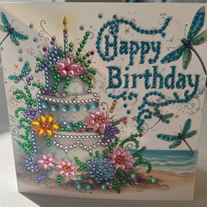 Carte en cristal faite main de joyeux anniversaire
