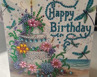 Happy Birthday handmade Crystal card