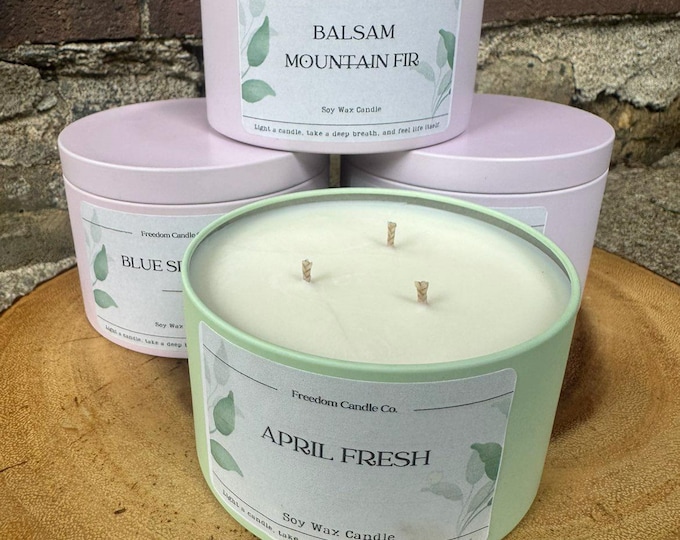 Large Soy Wax Candle In Tin, Mahogany Harmony, Vanilla Lavender, Blueberry Cobbler, Aesthetic, Gift For Her, Clean Burning Candle