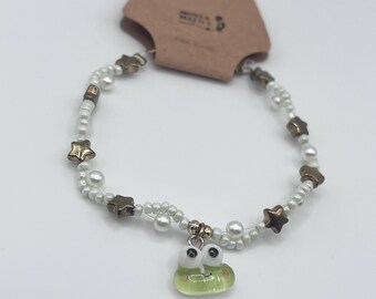 Sanrio-Inspired Frog Star Bracelet | Beaded Charm Bracelet