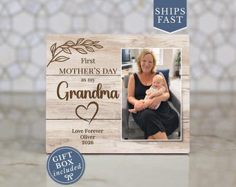 First Mothers Day As My Grandma Personalized Photo Frame, Custom Picture Frame For New Grandma, New Grandmother Gift On Mothers Day